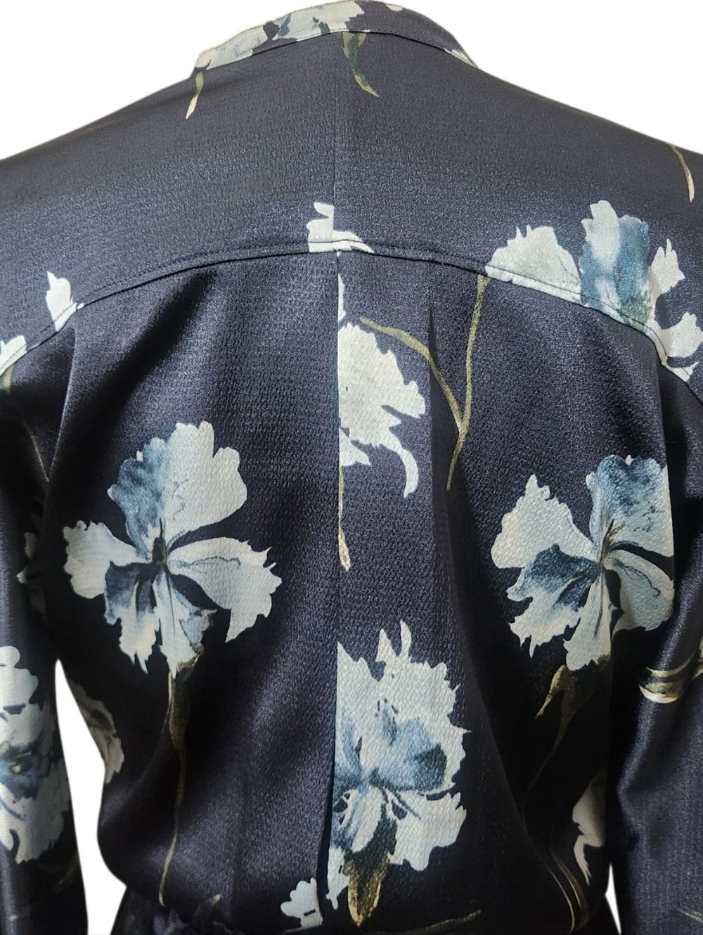 VINCE Satin Iris Print Blouson Dress - Size S - Picture 11 of 16